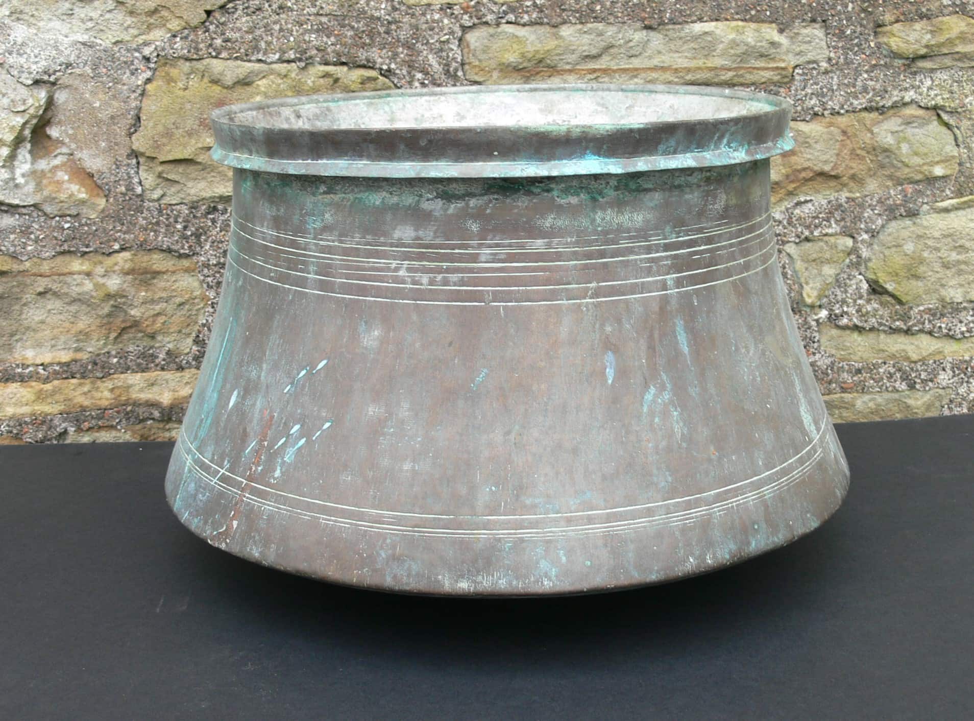 Antique Arts & Crafts Copper Cauldron Cooking Pot, Planter